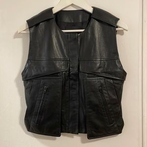 Black leather vest